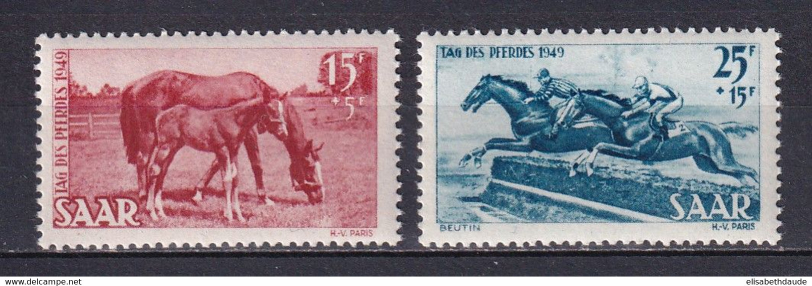 SAAR / SARRE - 1949 - YVERT N° 253/254 * MLH - COTE = 33 EUR. - CHEVAUX - Ongebruikt