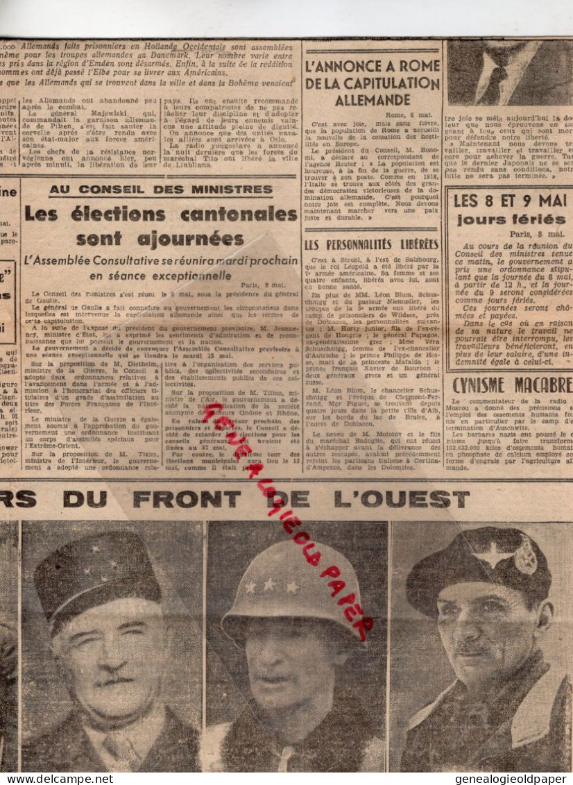 87-LIMOGES-GUERRE 1939-1945- LA LIBERTE DU CENTRE 9 MAI 1945-GENERAL DE GAULLE-CHURCHILL-EISENHOWER-PATTON-ILE OLERON - Documents Historiques