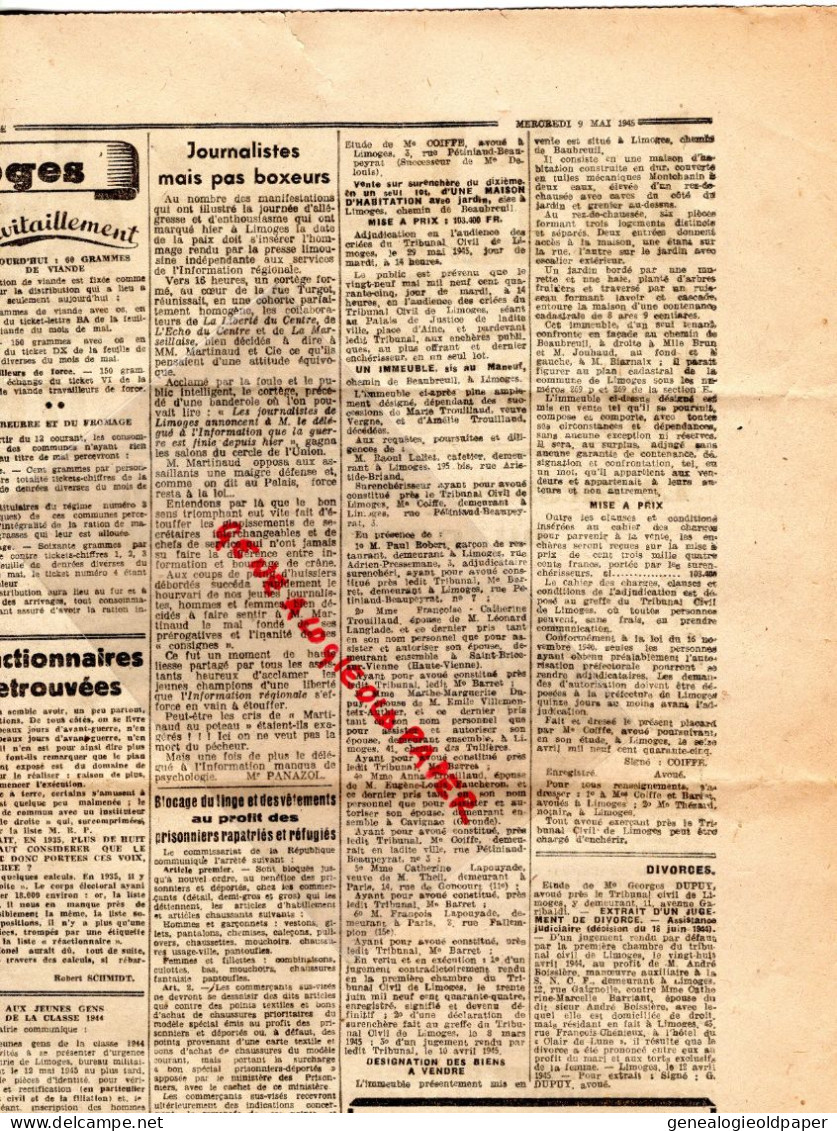 87-LIMOGES-GUERRE 1939-1945- LA LIBERTE DU CENTRE 9 MAI 1945-GENERAL DE GAULLE-CHURCHILL-EISENHOWER-PATTON-ILE OLERON