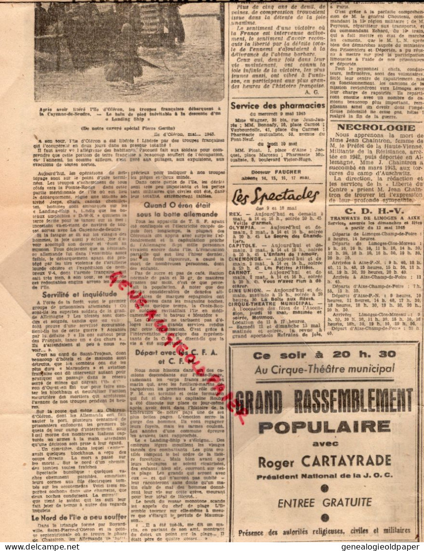 87-LIMOGES-GUERRE 1939-1945- LA LIBERTE DU CENTRE 9 MAI 1945-GENERAL DE GAULLE-CHURCHILL-EISENHOWER-PATTON-ILE OLERON