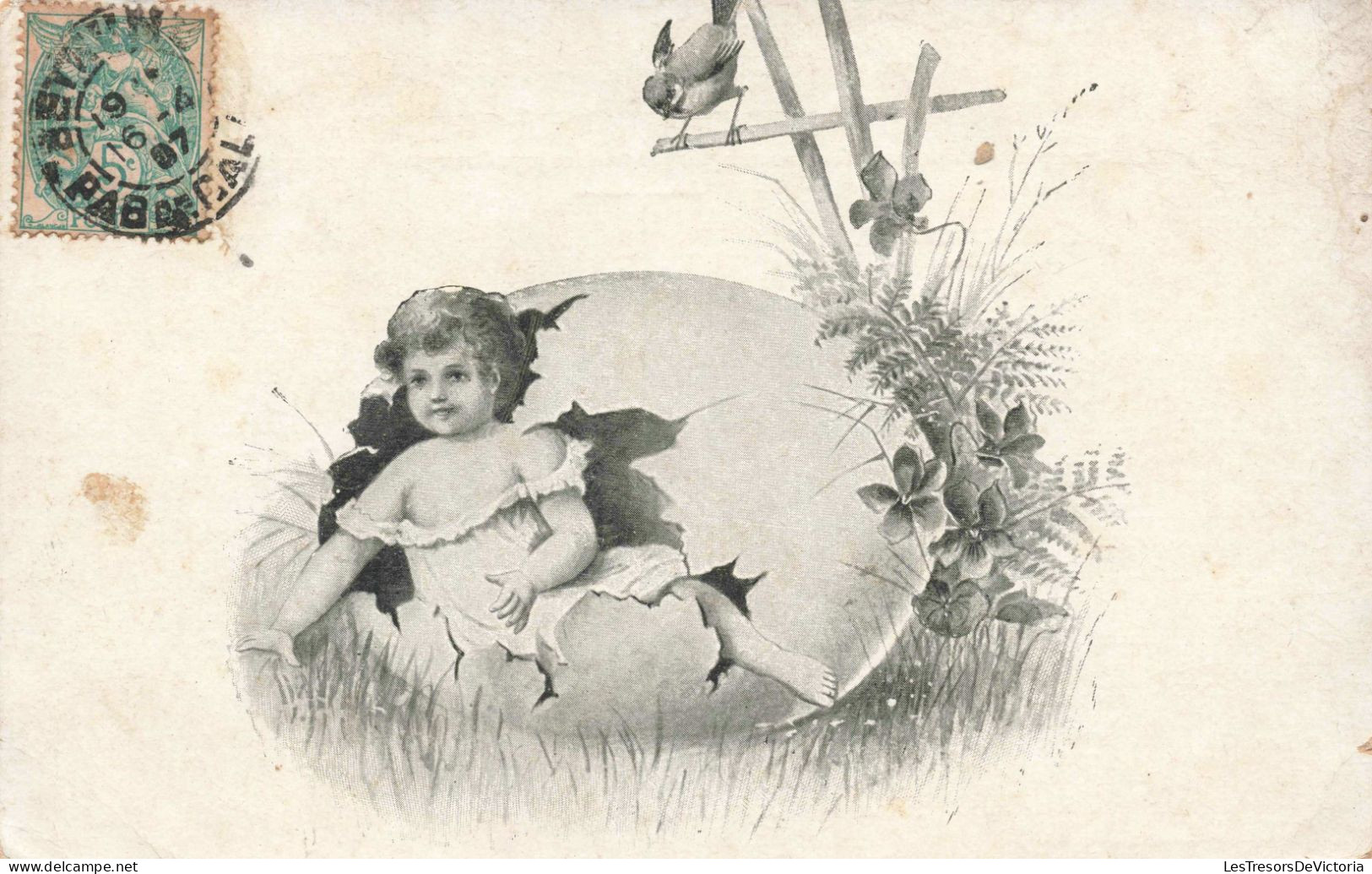 FANTAISIE - Bébé - Un Bébé Sortant D'un Oeuf - Carte Postale Ancienne - Bébés