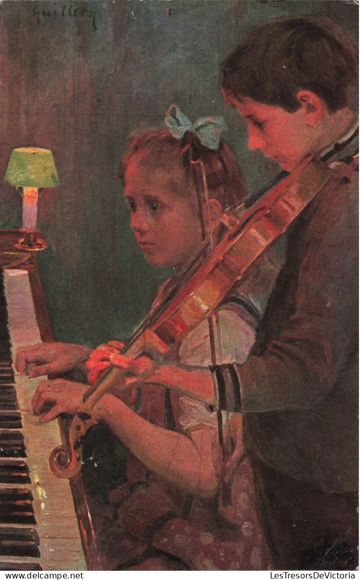 ENFANTS - Tableau - Deux Enfants Jouant Au Piano Et Au Violon - Carte Postale Ancienne - Ritratti