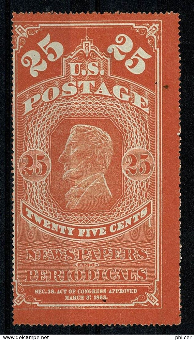 USA, 1865, Newspaper Periodicals, Little Transparency, MNG - Journaux & Périodiques