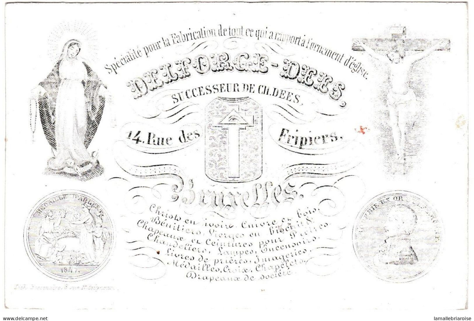 Belgique "Carte Porcelaine"  Porseleinkaart, Delforge Dees, Ornements D'église, Bruxelles, Dim:113x75mm - Porseleinkaarten