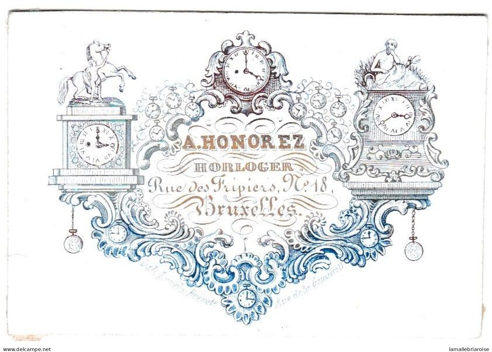 Belgique "Carte Porcelaine"  Porseleinkaart,A. Honorez, Horloger, Bruxelles, Dim:68x47mm - Porseleinkaarten
