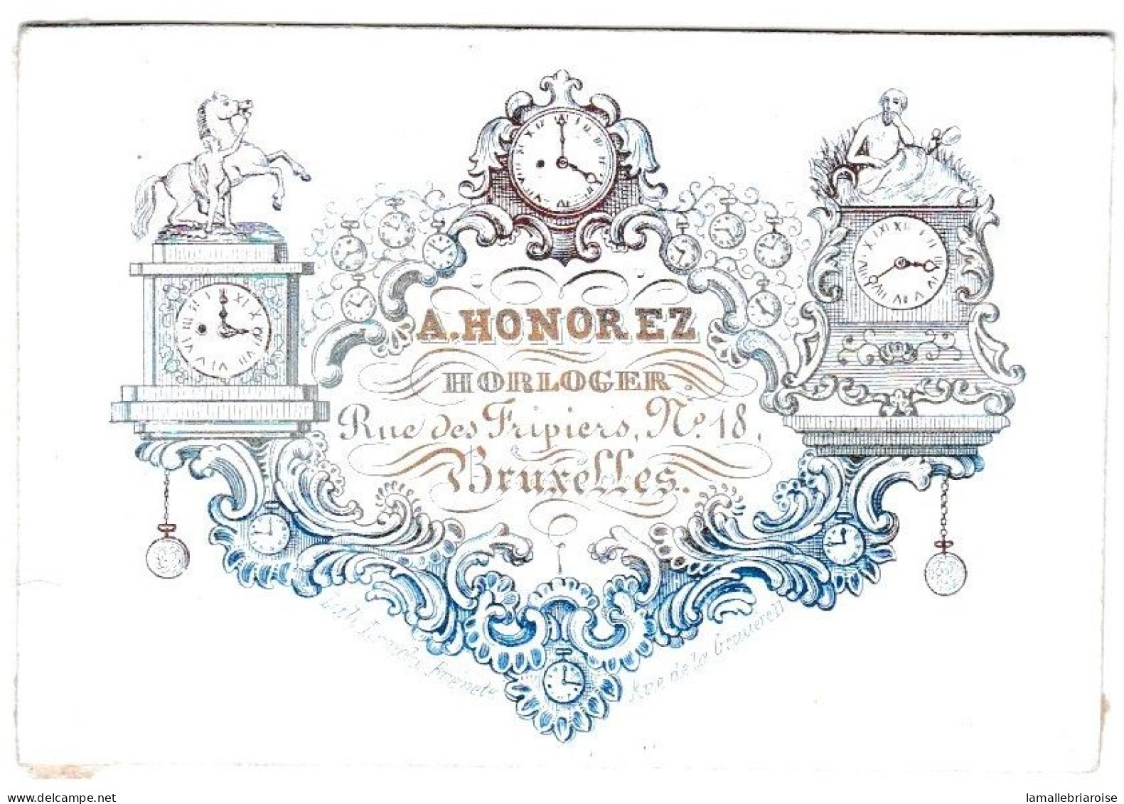 Belgique "Carte Porcelaine"  Porseleinkaart,A. Honorez, Horloger, Bruxelles, Dim:68x47mm - Porcelana