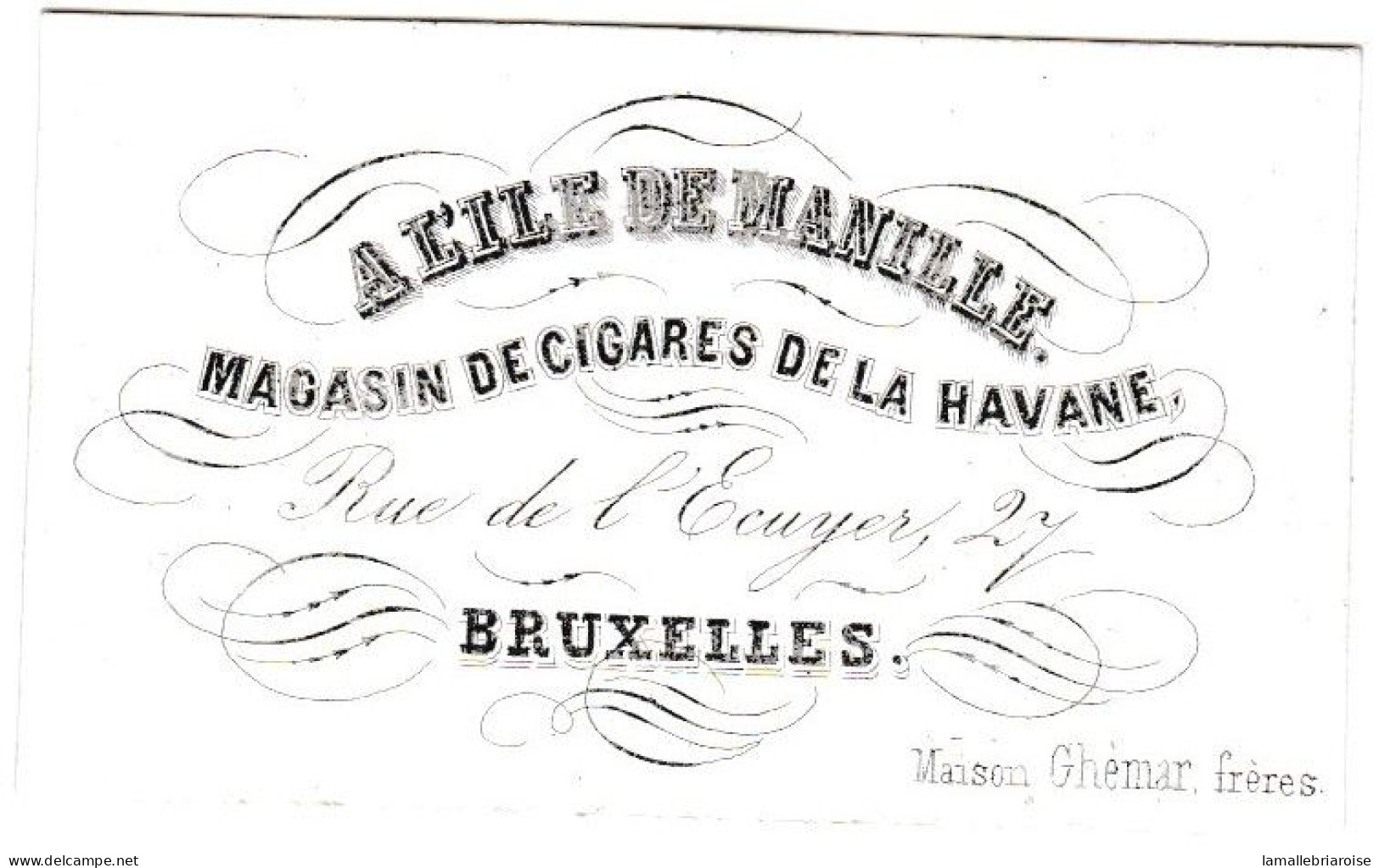 Belgique "Carte Porcelaine"  Porseleinkaart, A L'ile De Manille, Cigares De La Havane, Bruxelles, Dim:61x37mm - Cartoline Porcellana