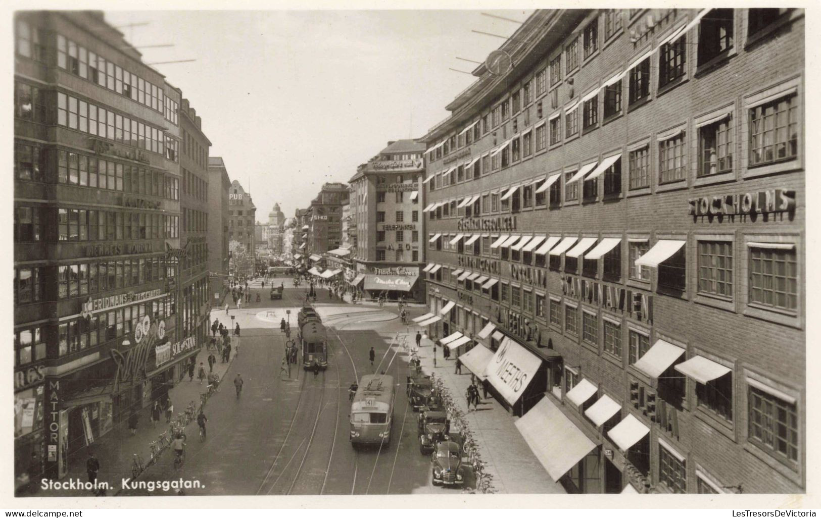 SUEDE - Stockholm - Kungsgatan - Tramway - Animé - Carte Postale Ancienne - Sweden