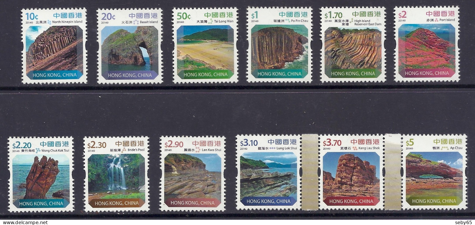 Hong Kong 2014 - Mountains, Landscapes, Geology, Rock Formations, Natural Wonders, Waterfalls - Set Of 12v. Fine Used - Gebruikt
