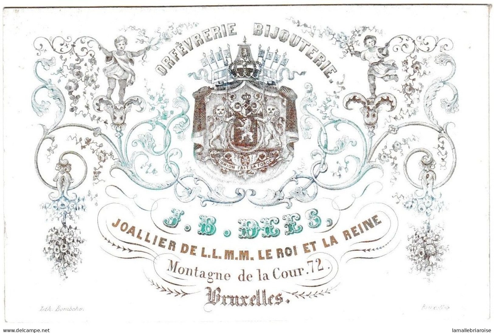 Belgique "Carte Porcelaine"  Porseleinkaart, J. B. Dees, Joallier De L.L.M.M Le Roi Et La Reine, Bruxelles, Dim:105x68mm - Cartoline Porcellana