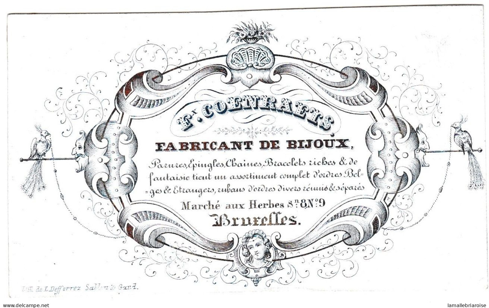 Belgique "Carte Porcelaine"  Porseleinkaart, Coenraets, Fabricant De Bijoux, Bruxelles, Dim:108x64mm - Porseleinkaarten