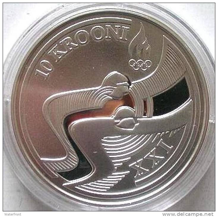 ESTONIA - 10 Krooni 2010 XXI Winter Olympic Games - 28.3g Pure Silver - Original Box & COA - 10,000 Pcs - PROOF - Estonia