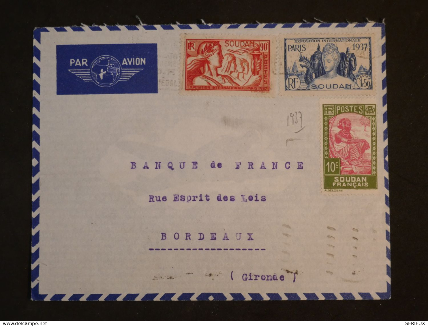 DD6 SOUDAN  BELLE LETTRE RECOM.  1937 PARAKOU  A BORDEAUX FRANCE +  +AFF. PLAISANT+++ - Brieven En Documenten