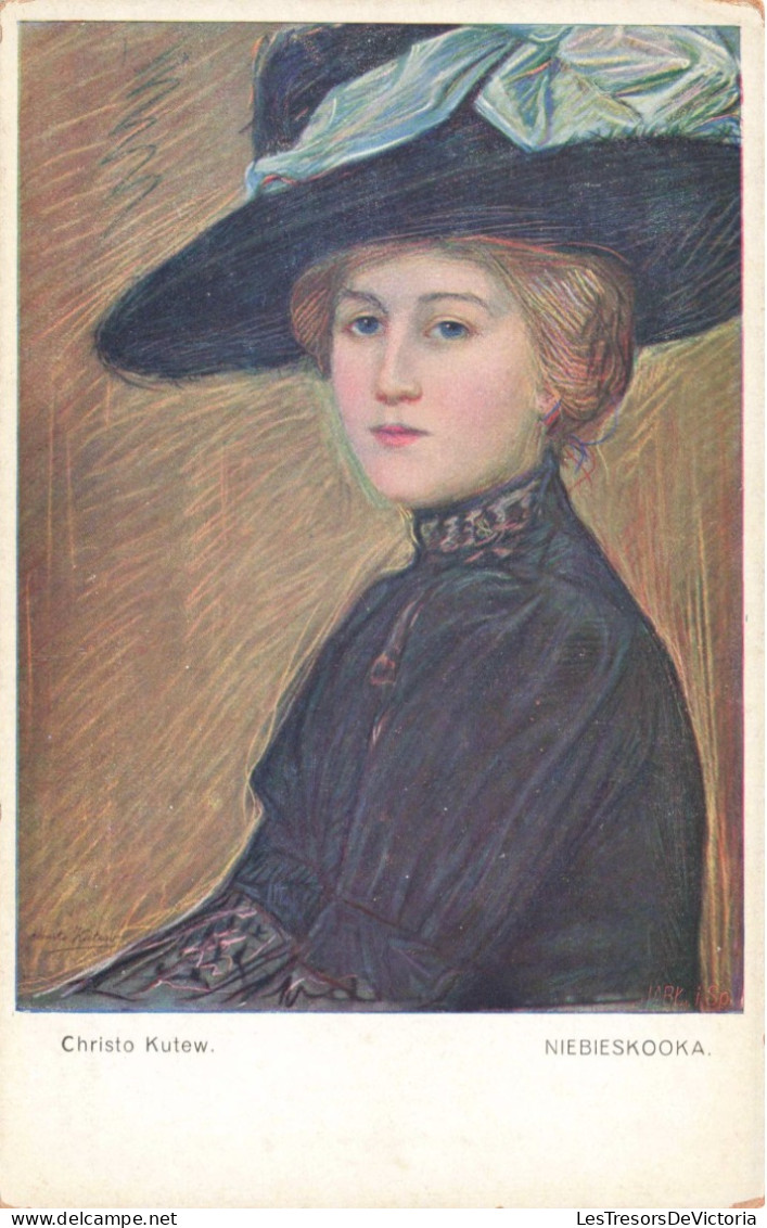 ARTS - Peintures Et Tableaux - Portrait D'une Femme Avec Un Grand Chapeau - Carte Postale Ancienne - Paintings