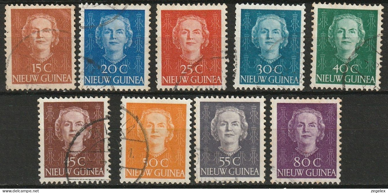 Nederlands Nieuw Guinea 1950, Koningin Juliana NVPH 10-18 Gestempeld/used - Niederländisch-Neuguinea
