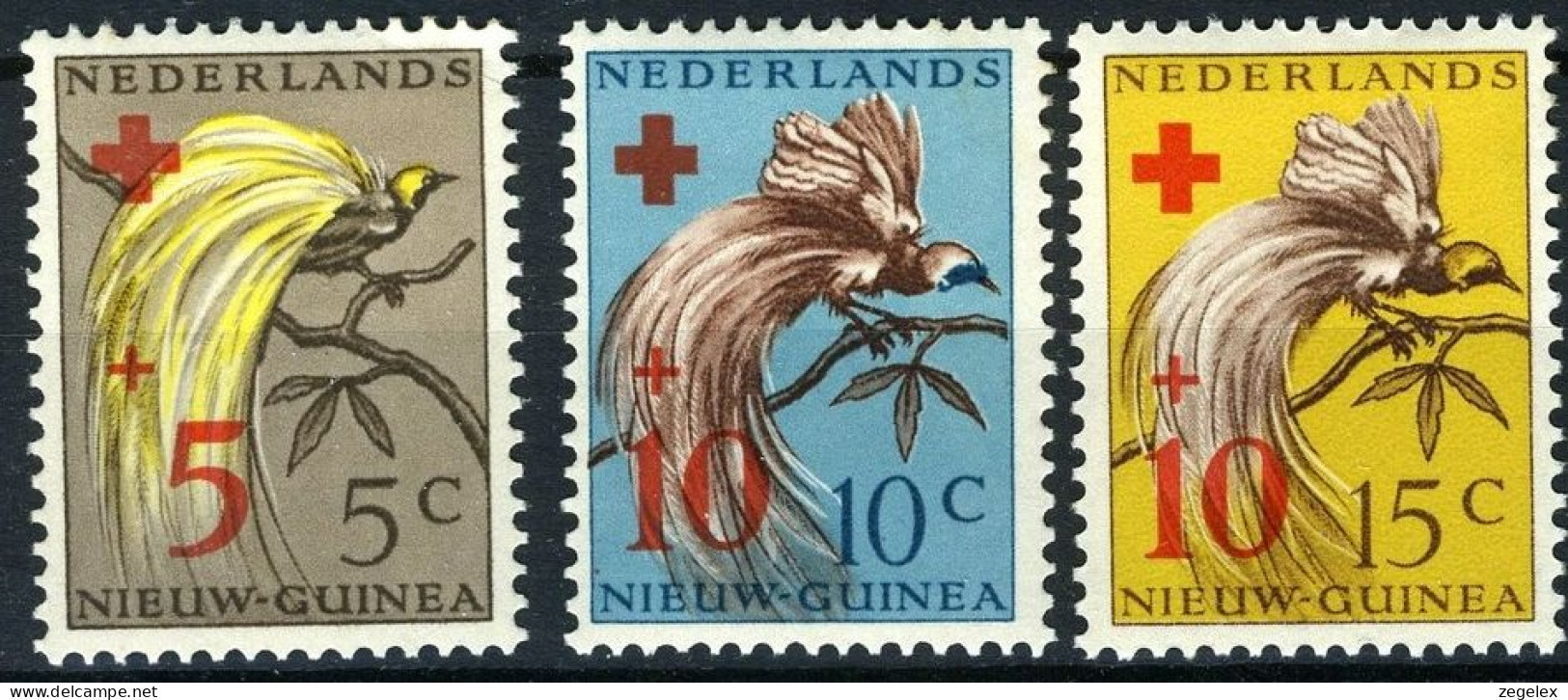 Nederlands Nieuw Guinea 1955, Rode Kruis, Red Cross - Birds, Oiseaux, Paradijsvogels NVPH 38-40  MH* - Nederlands Nieuw-Guinea