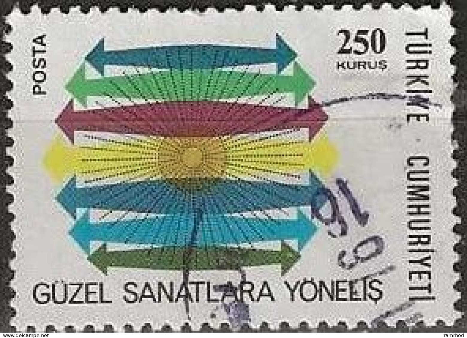 TURKEY 1975 Works And Reforms Of Ataturk - 250k. Arrows (Orientation Of The Fine Arts) FU - Usati