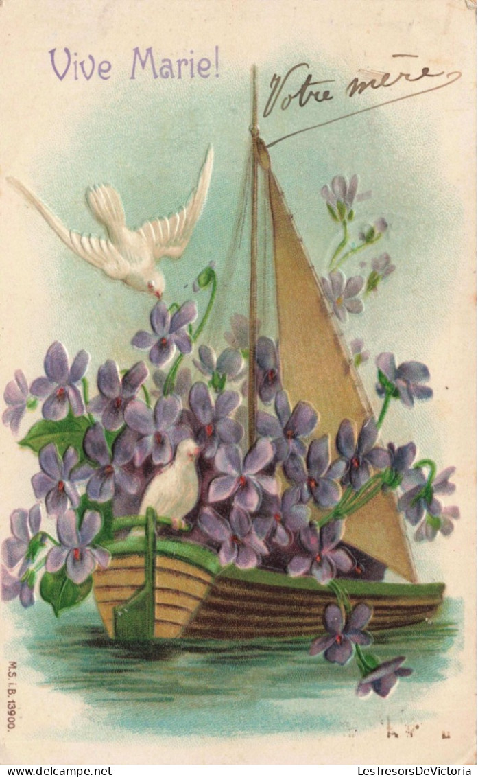 FLEURS, PLANTES ET ARBRES - Fleurs - Barque -  Vive Marie - Carte Postale Ancienne - Fiori