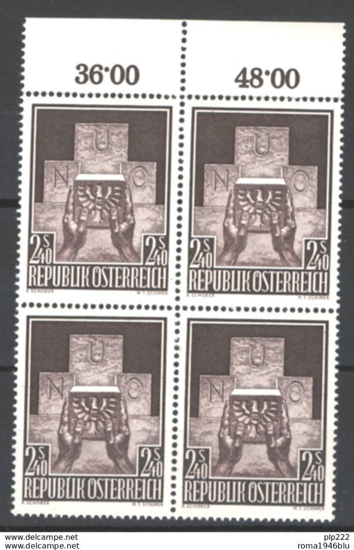 Austria 1956 Unif. 858 Quartina / Block Of 4 **/MNH VF/F - Ongebruikt