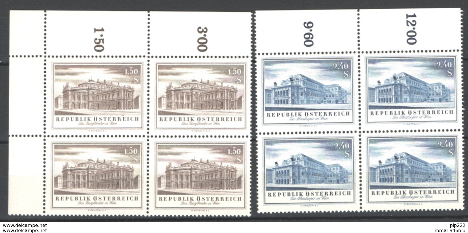 Austria 1955 Unif. 853/54 Quartina / Block Of 4 **/MNH VF/F - Ongebruikt