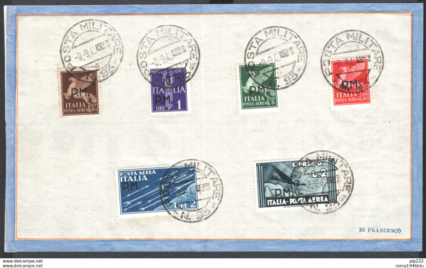 Italia Regno 1942 Posta Militare Sass.1/20 Su 2 Supporti Con Annullo Posta Militare 8/9/42 - Military Mail (PM)
