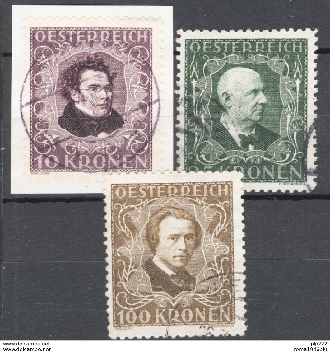 Austria 1922 Unif.293B,294B,296B O/used VF/F - Gebruikt