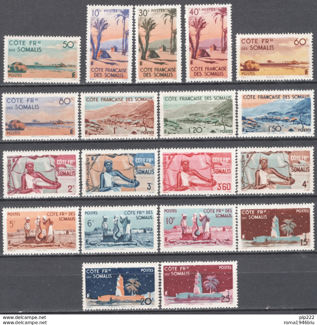 Costa Dei Somali Francese 1947 Y.T.264/82 */MH VF/F - Nuovi