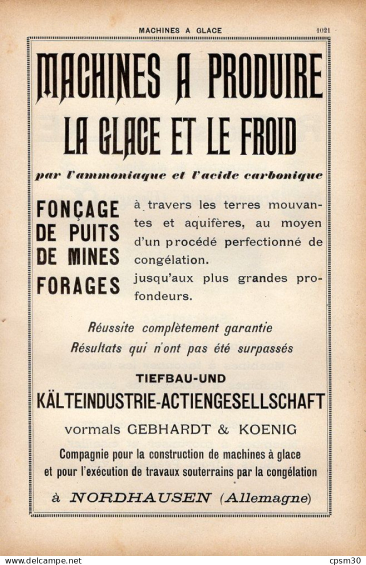 PUB 1907 - Machine à Produire La Glace Et Le Froid à Nordhausen (Allemagne) Machine à Laminer Lrd Toles (Braunschweig) - Sammlungen & Sammellose