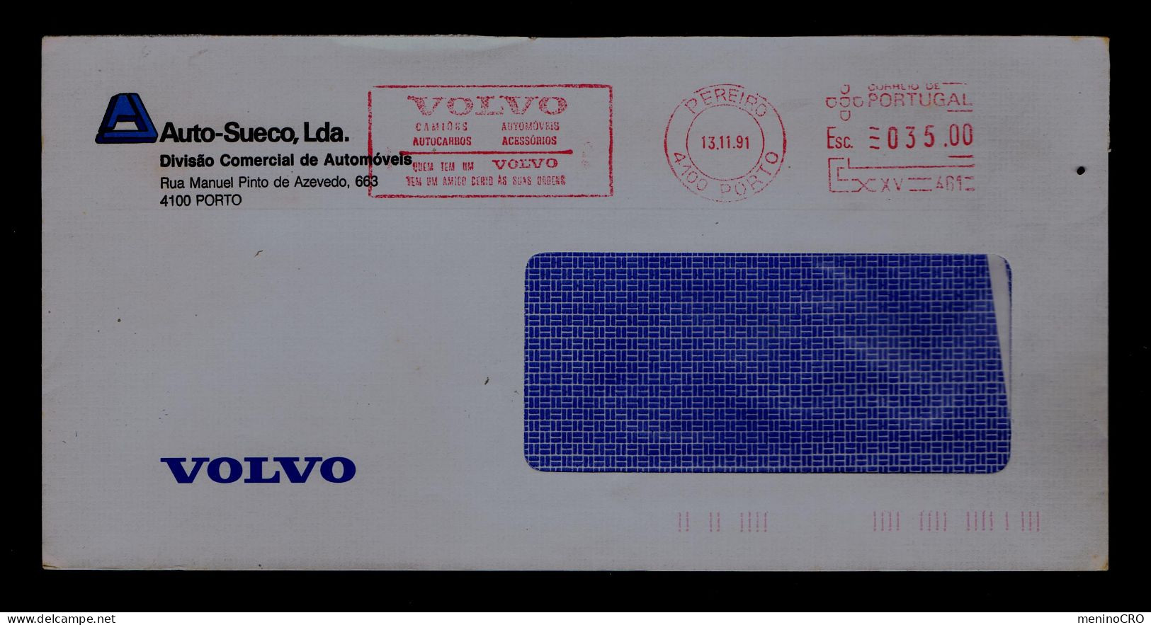 Gc8035 PORTUGAL EMA "VOLVO Trucks Bus Cars Acessories" Auto Sueco, Lda - Publicitary Cover Mailed 1991 - Vrachtwagens