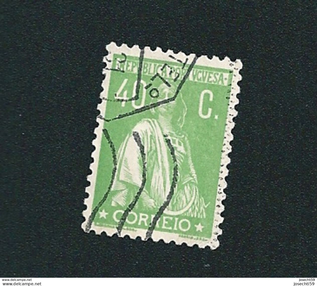 N° 376 Cérès 40c Vert Jaune Timbre Portugal 1924/1926  Oblitéré - Oblitérés