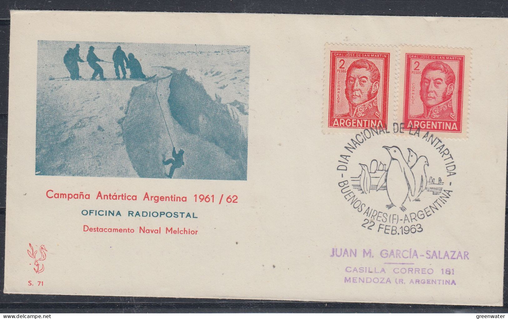 Argentina 1963 Dia Nacional De La Antartida  Cover Ca 22 Feb 1963 (59020) - Events & Gedenkfeiern