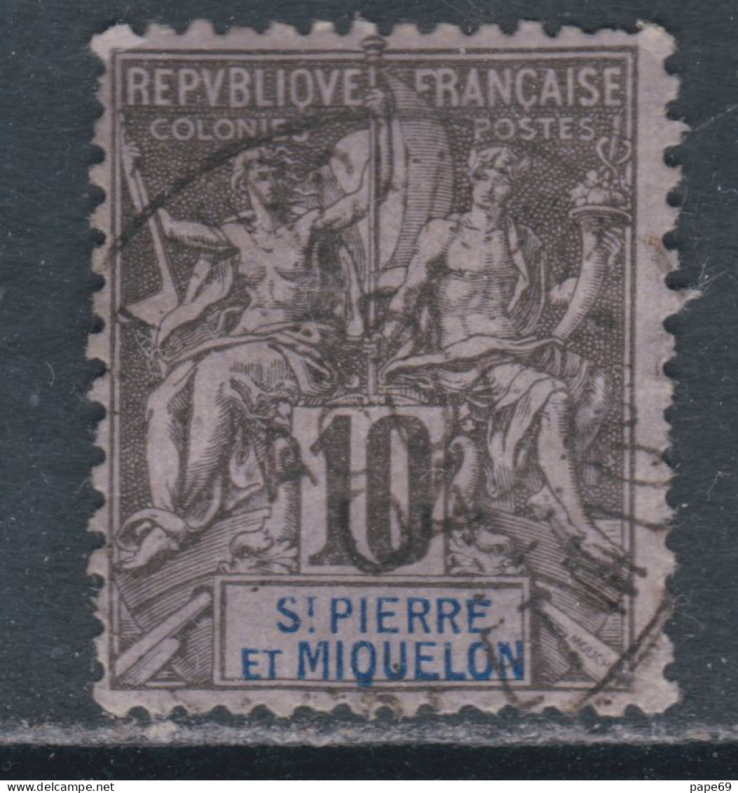 St Pierre Et Miquelon N° 63 O Type Groupe : 10 C. Noir Sur Lilas, Oblitération Moyenne Sinon TB - Gebruikt