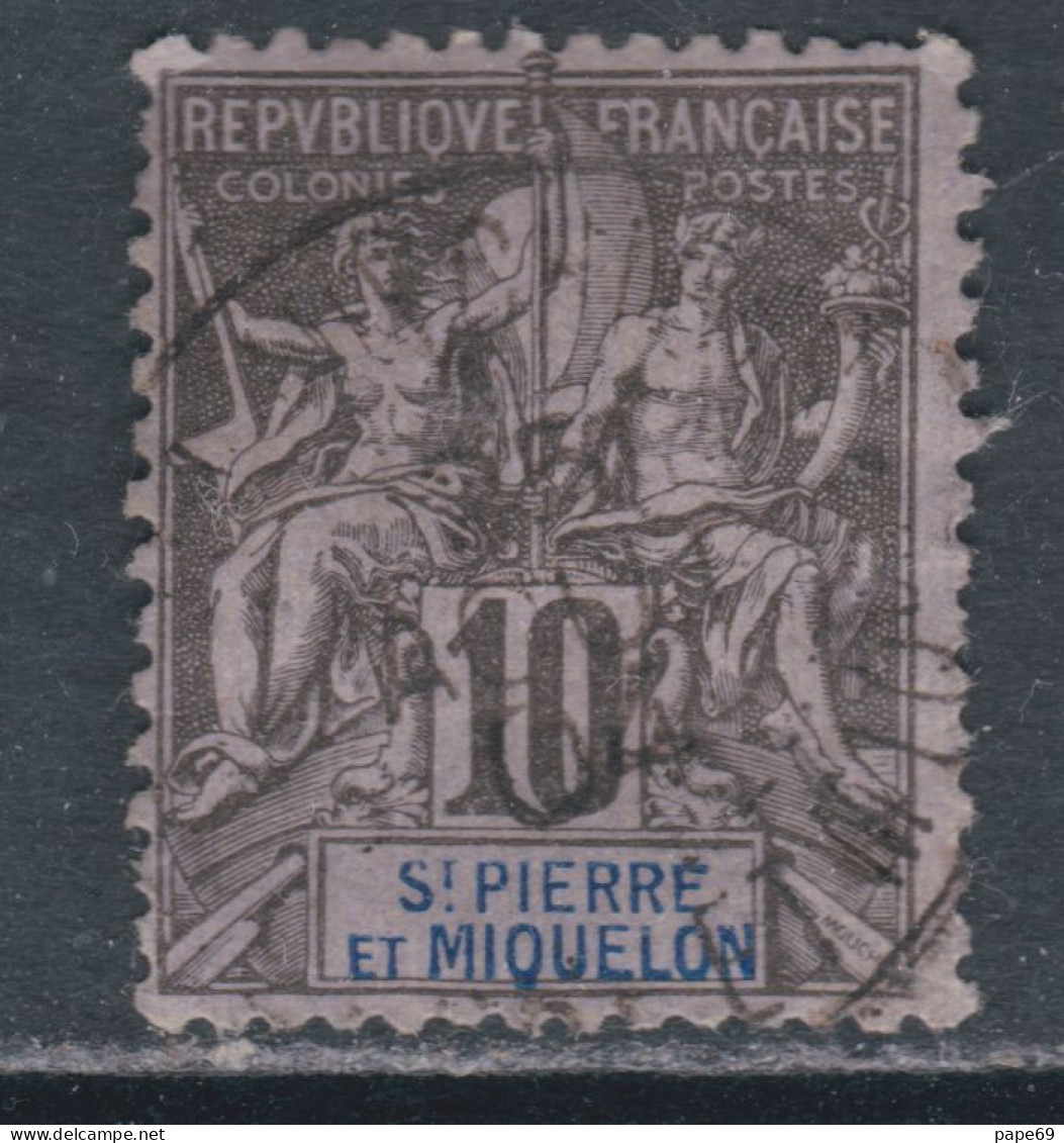 St Pierre Et Miquelon N° 63 O Type Groupe : 10 C. Noir Sur Lilas, Oblitération Moyenne Sinon TB - Used Stamps