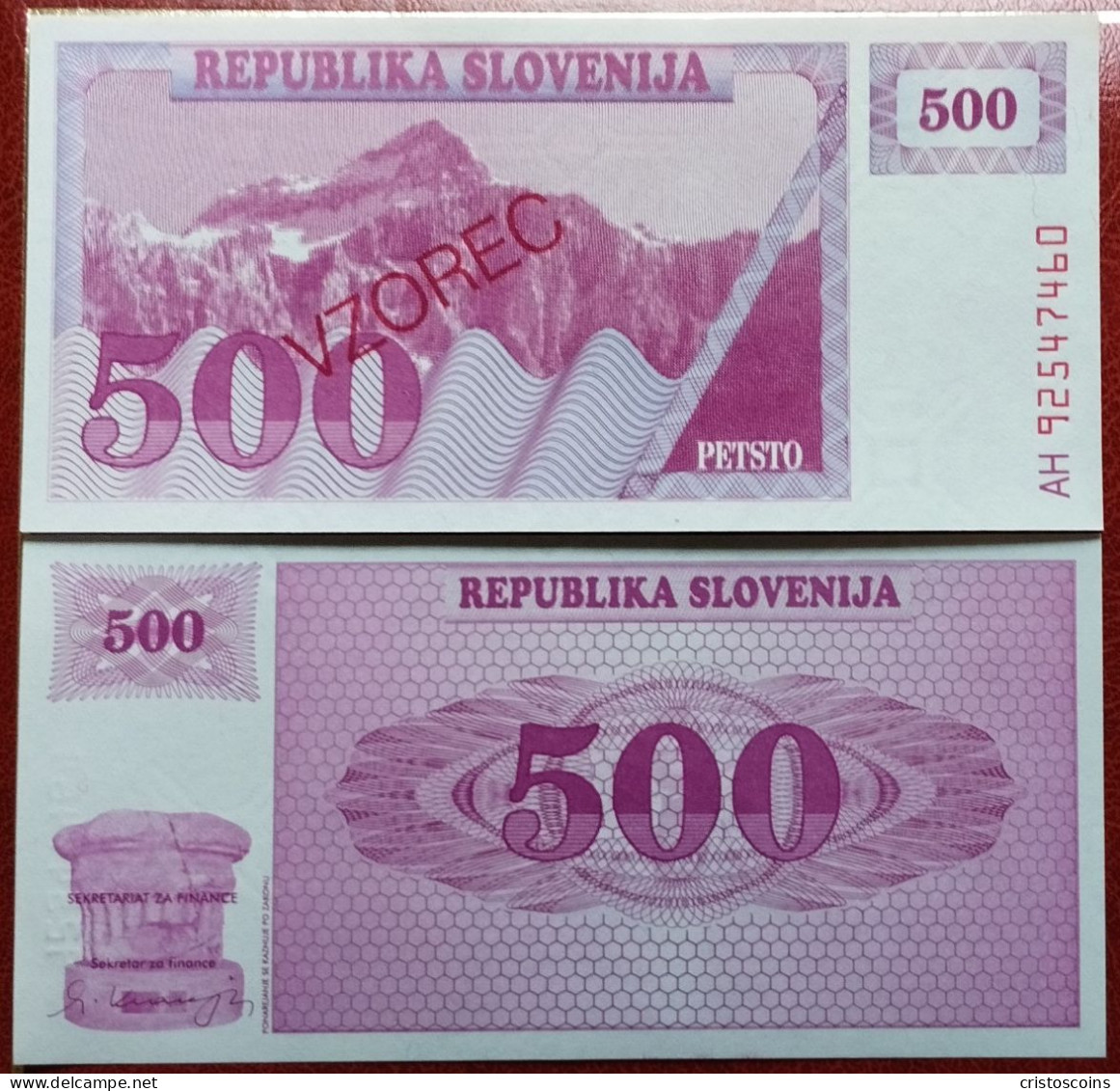 Slovenia 500 Tolar.Specimen1992 (VZOREC) P.8a UNC (B/1-58 - Slovénie