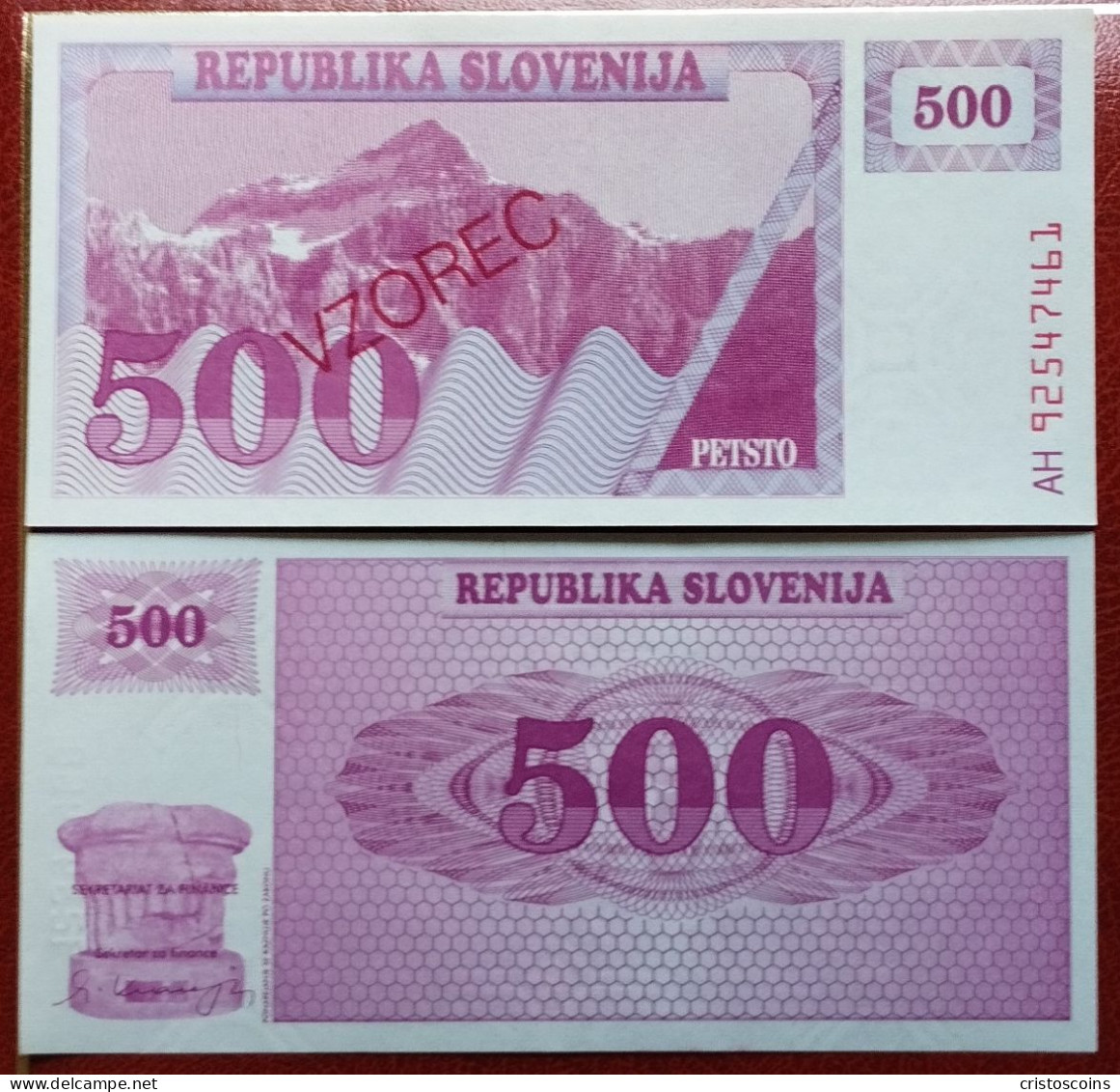 Slovenia 500 Tolar.Specimen1992 (VZOREC) P.8a UNC (B/1-58 - Slovénie