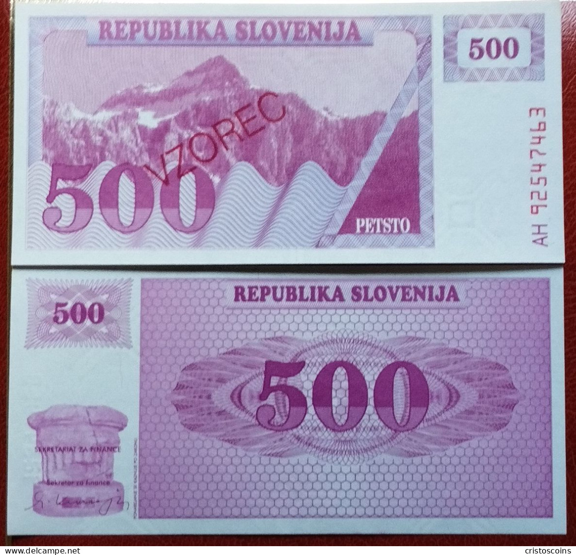 Slovenia 500 Tolar.Specimen1992 (VZOREC) P.8a UNC (B/1-58 - Slovenia