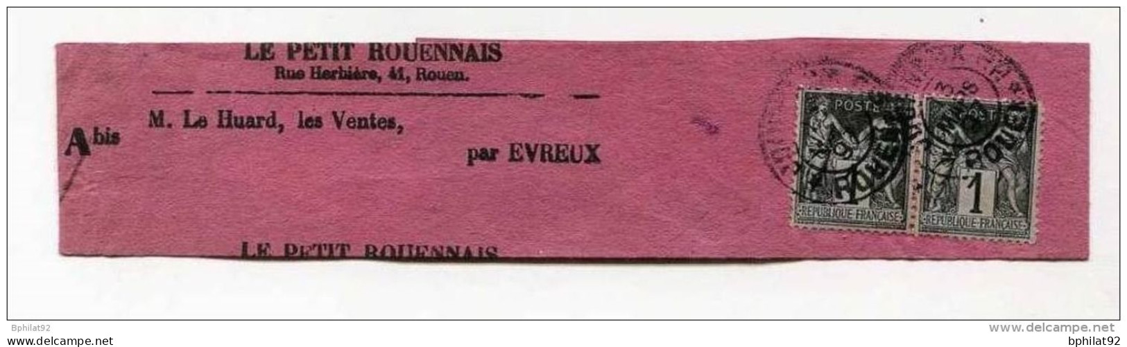 !!! PAIRE DU 1 C SAGE SUR BANDE DE JOURNAL LE PETIT ROUENNAIS 1897 - Newspapers
