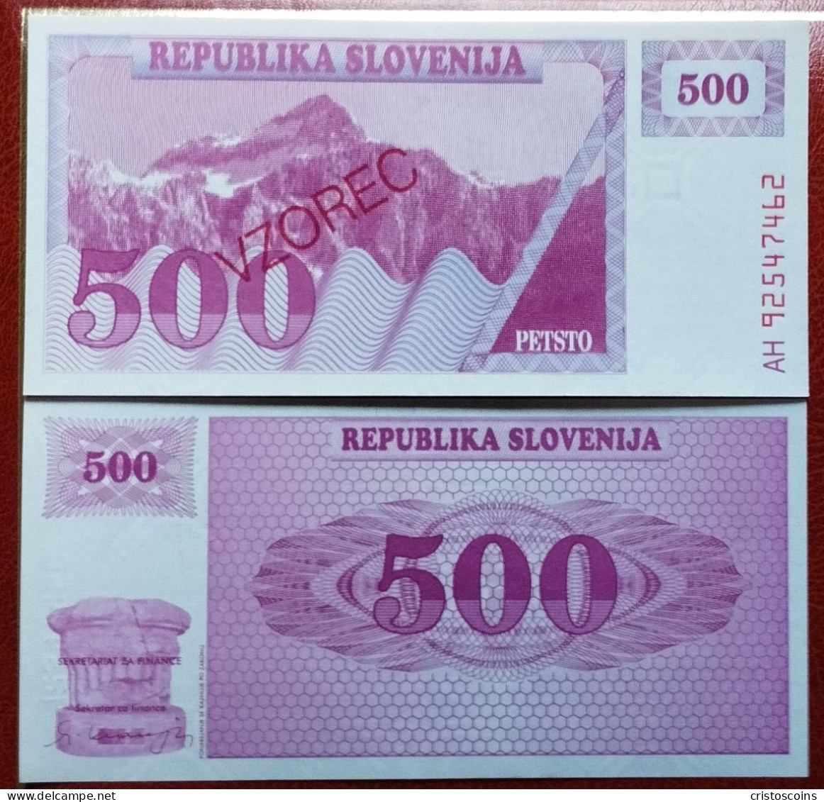 Slovenia 500 Tolar.Specimen1992 (VZOREC) P.8a. UNC (B/1-58 - Specimen