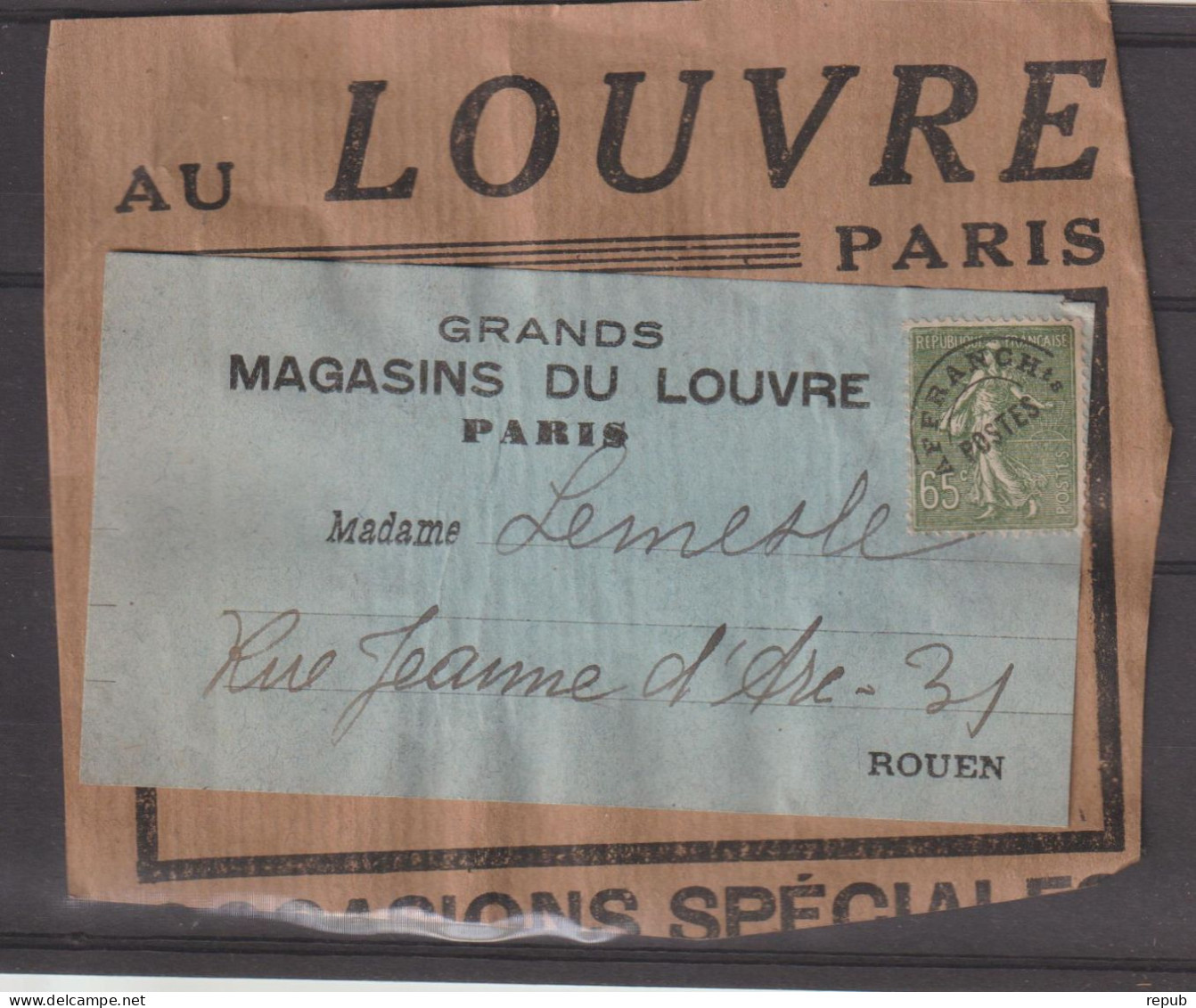 France étiquette Colis Magasin Du Louvre Avec Préo 49 Voir Scan Pour L'état - 1893-1947