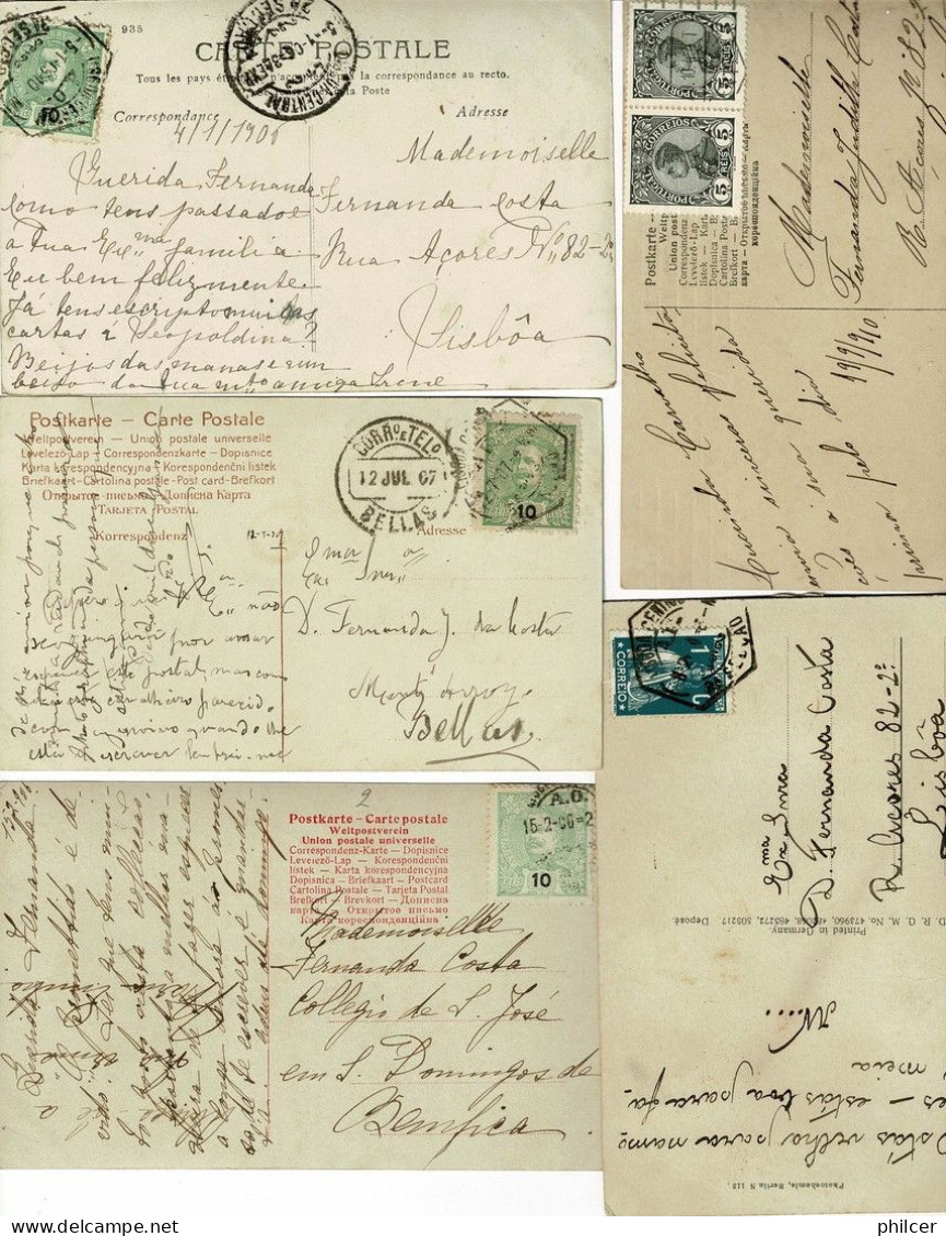 Portugal, 1906/14, 5 Bilhetes Postais - Lettres & Documents