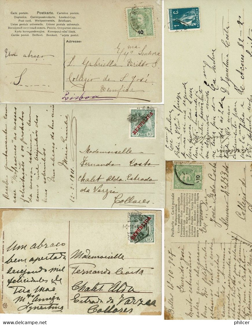 Portugal, 1906/14, 5 Bilhetes Postais - Storia Postale