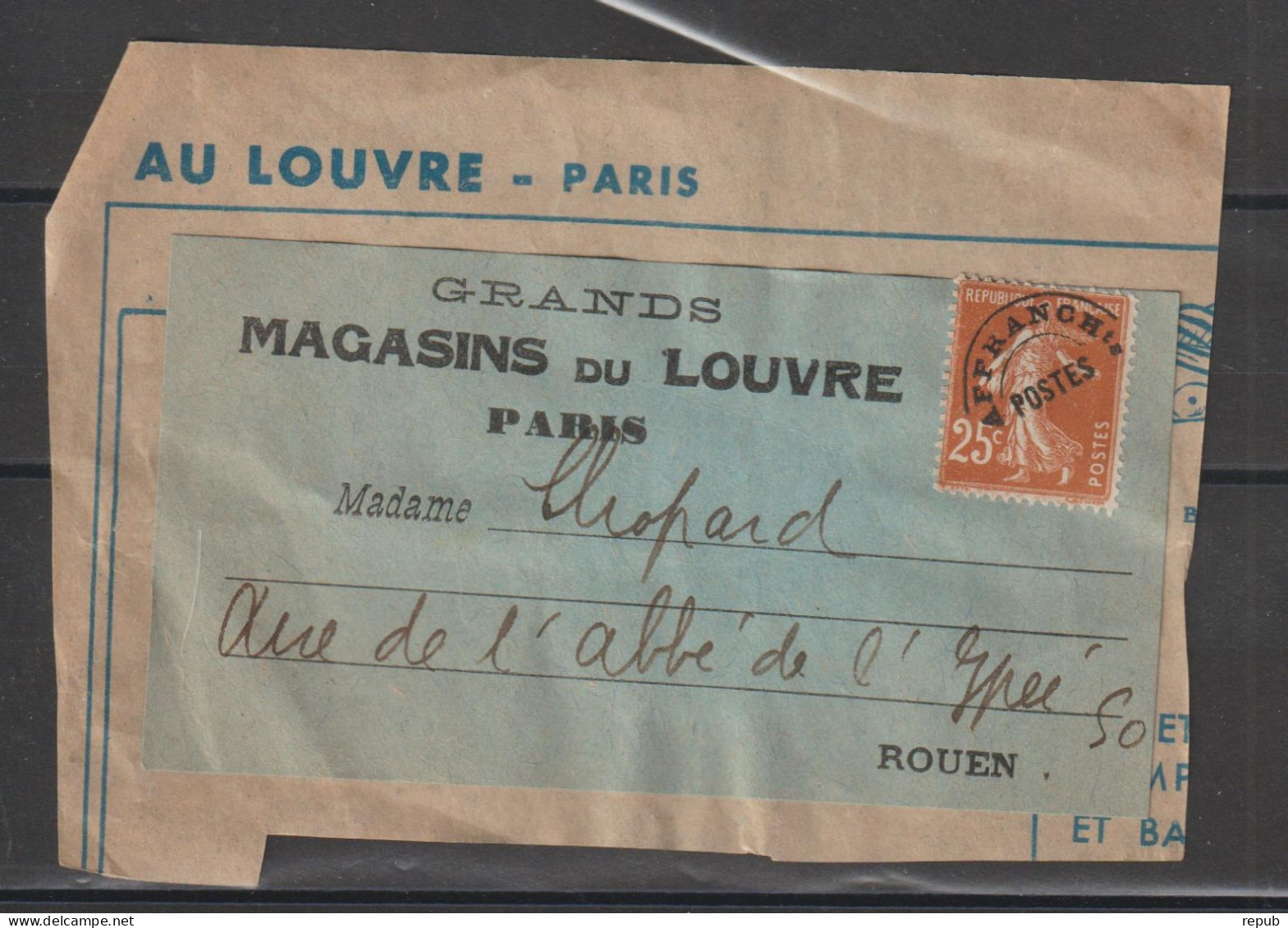 France étiquette Colis Magasin Du Louvre Avec Préo 57 Voir Scan Pour L'état - 1893-1947