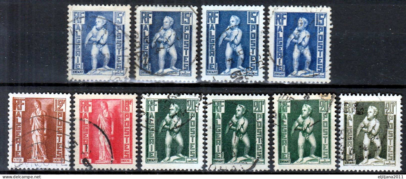Action !! SALE !! 50 % OFF !! ⁕ France 1952 Algeria ⁕ ALGERIE Postes, Isis, Child With Eagle ⁕ 21v Used - Used Stamps
