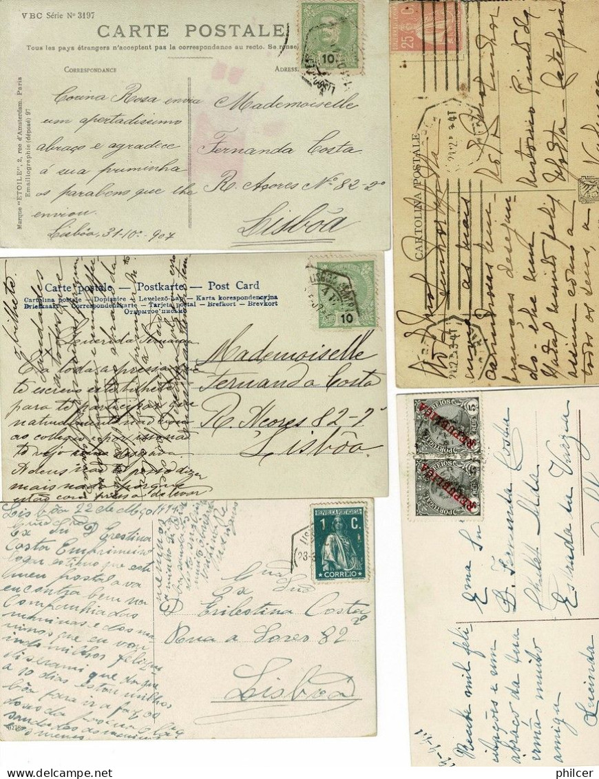 Portugal, 1907/22, 5 Bilhetes Postais - Lettres & Documents