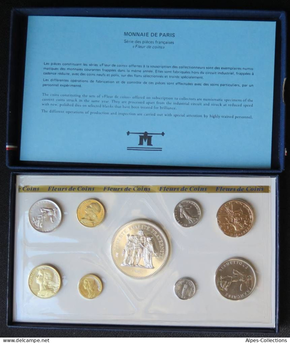 F5000.27 - COFFRET FLEURS DE COINS - 1978 - 1 Centime REBORD à 50 Francs - Tr B - BU, BE & Estuches