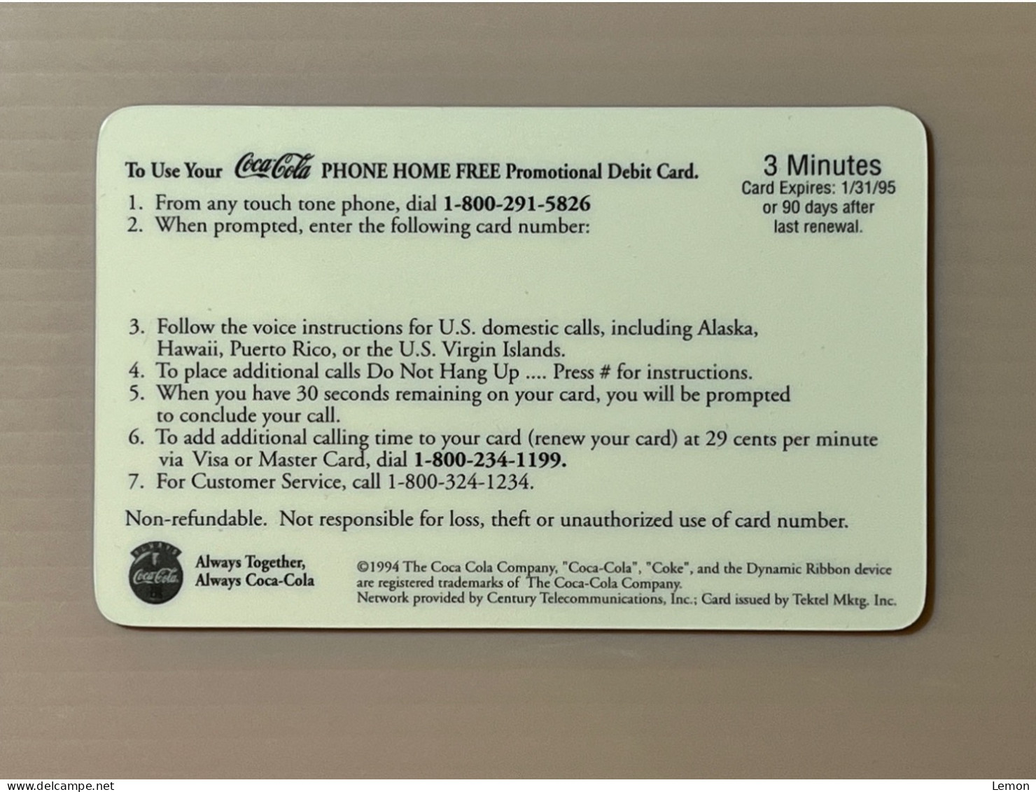 Mint USA UNITED STATES America Prepaid Telecard Phonecard, Smith’s Don’t Forget Coke Coca Cola Sample Set Of 1 Mint Card - Verzamelingen