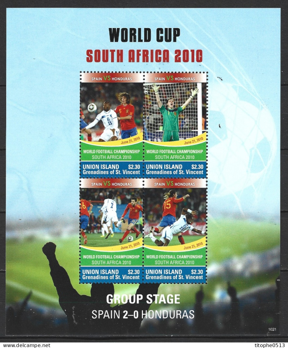 UNION ISLAND. Feuillet De 2010. Match Espagne V. Honduras. - 2010 – Südafrika