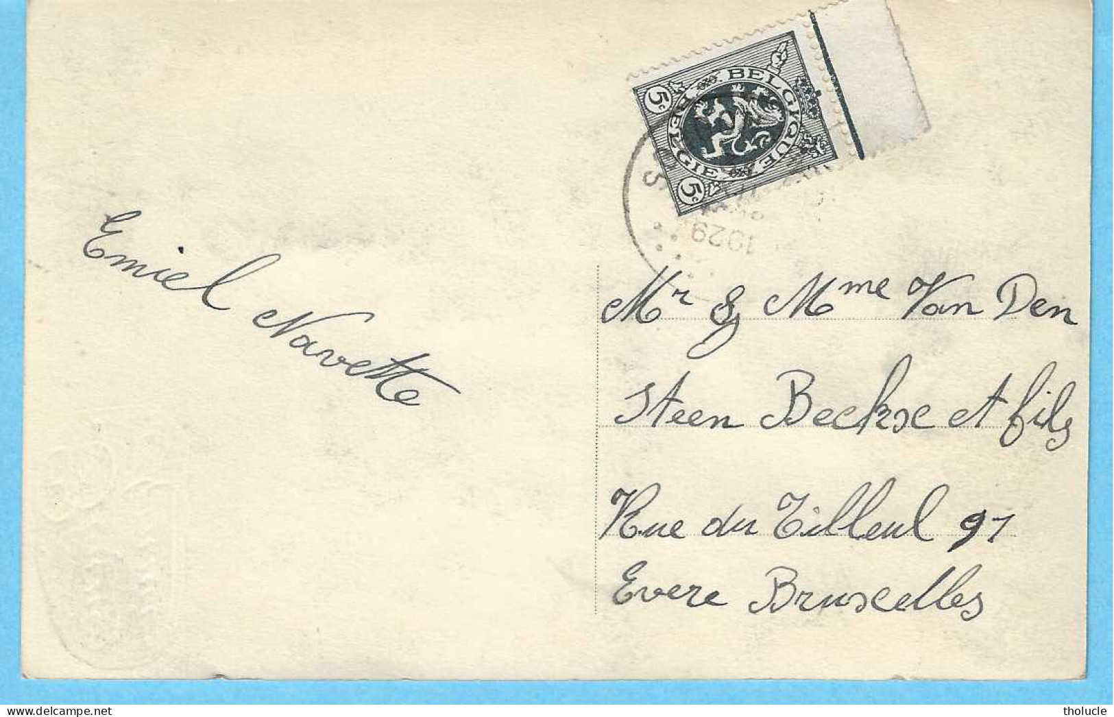 Carte Postale-Timbre COB 279- Lion Héraldique Mauquoy-5c-Oblitération 1929-Cachet Avec Date Inversée ?-CPA Fantaisie - 1929-1937 Heraldieke Leeuw