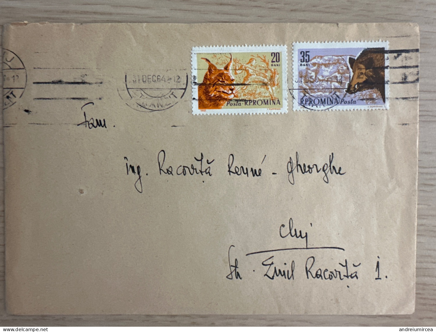 1964 Romania Animale Sălbatice Linx Mistreț - Postmark Collection