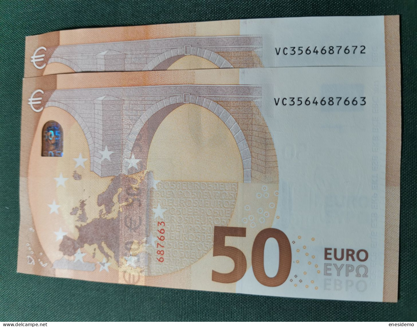 50 EURO SPAIN 2017 LAGARDE V022A1 VC CORRELATIVE COUPLE SC FDS UNCIRCULATED PERFECT